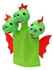 Handpuppe Drache 3 Köpfe 31cm Kasperletheater Puppenspiel