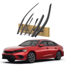 Rain Guards Honda Civic Sedan 2022-2026 6 PCS Tape-On Black