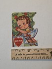 Vintage Valentine’s Day Card Girl picking Apples — photo 2