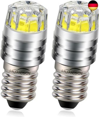 Ruiandsion 2pcs 2W COB 3V E10 LED Upgrade Birne Ersatz für Taschenlampen 