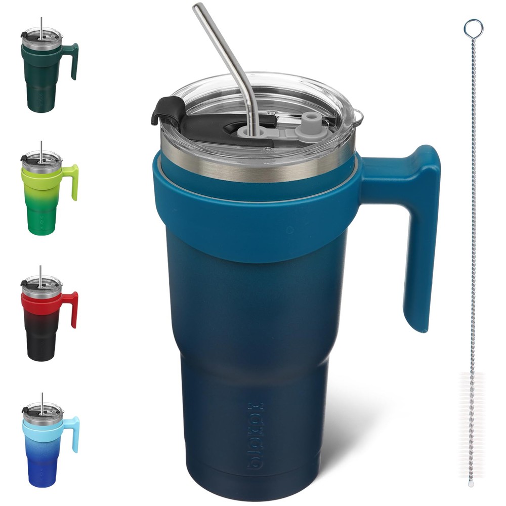 20oz Insulated Stainless Steel Tumbler with Handle Straw and Lid