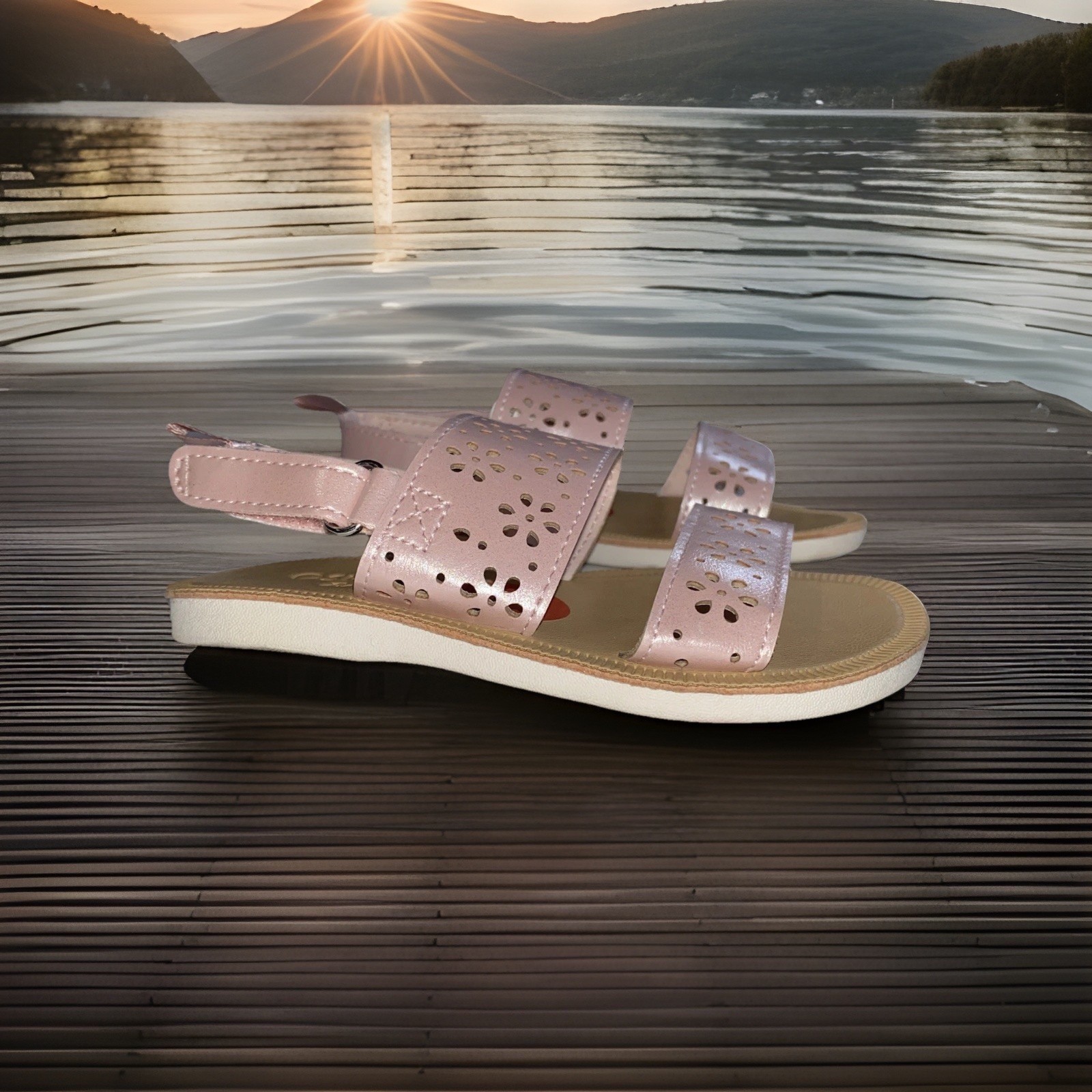 Oshkosh toddler Girls Sandals Size 7 Pink hook & loop  Back Strap excellent buy
