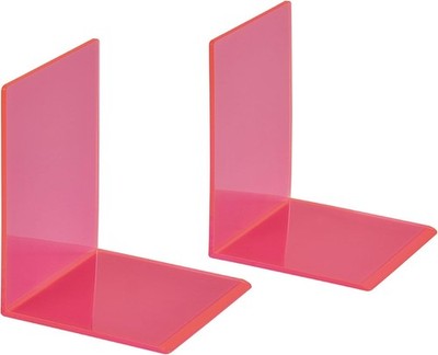 4x Buchstützen Acryl Buchständer Acryl Buchaufsteller 10x10x13cm Rosa