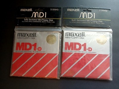Maxell MD1-D Mini Floppy Disk 5.25  2 2 Packs Unopened Package AS IS Atari IBM