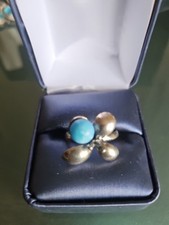 Larimar 925 Sterling Silver Floral Ring Size 8 NWOT