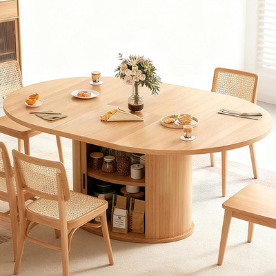 Wildhome Extendable round Dining Table for 2-4-6, 63 Inch Dining Room Kitchen Ta