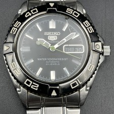 SEIKO 5 Sports 7S36-00Y0 Automatic 23 Jewels Day-Date Black Dial Watch W240