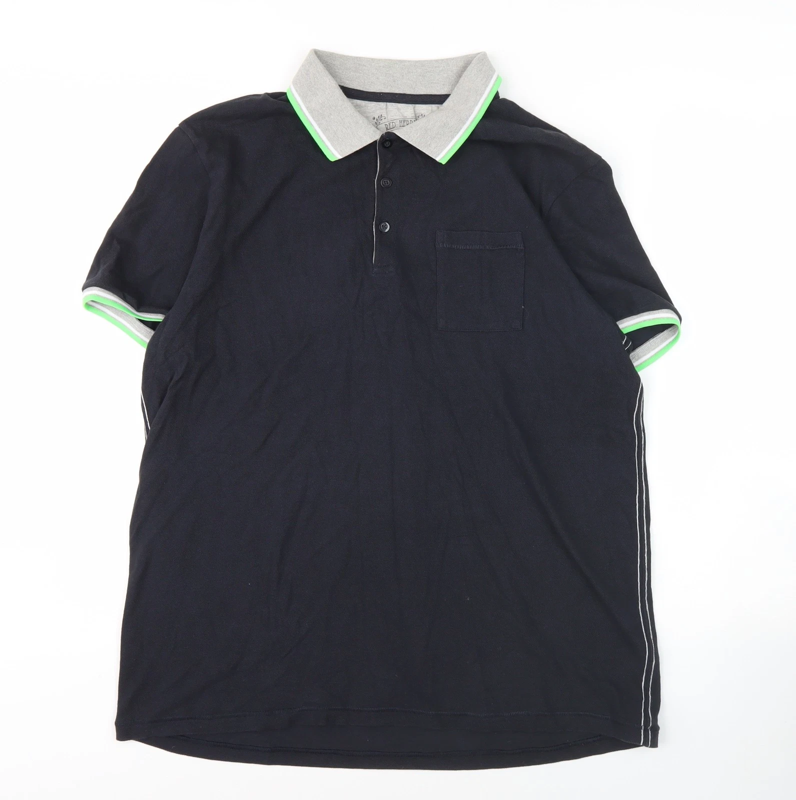 Red Herring Men's Black XL Polo Shirt, Short Sleeve