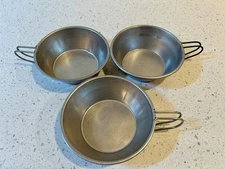 3 ~ Vintage Aluminum Backpacking Hiking Sierra Cup Lot - One Marked Japan - NICE