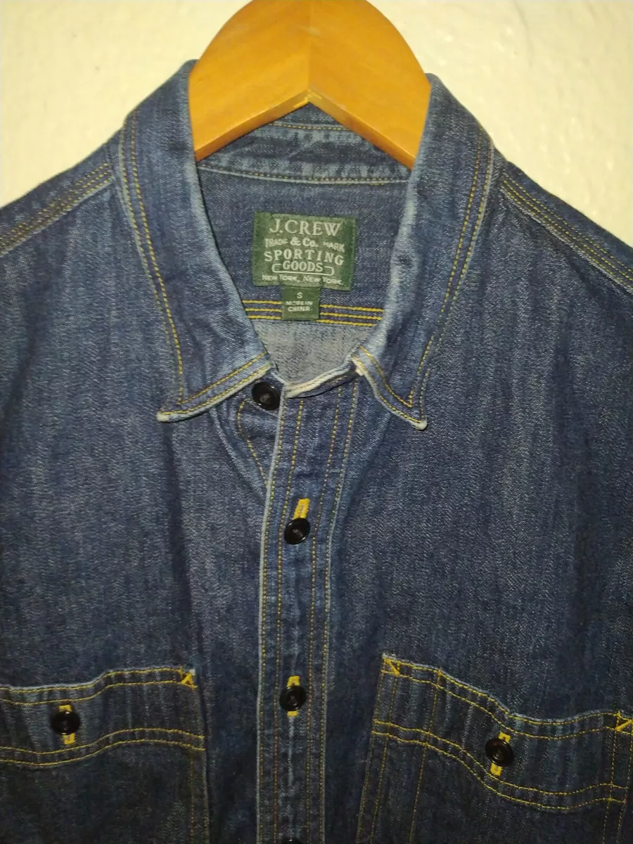 JCREW Dungarees denim Shirt Jacket Pockets Men S Selvedge