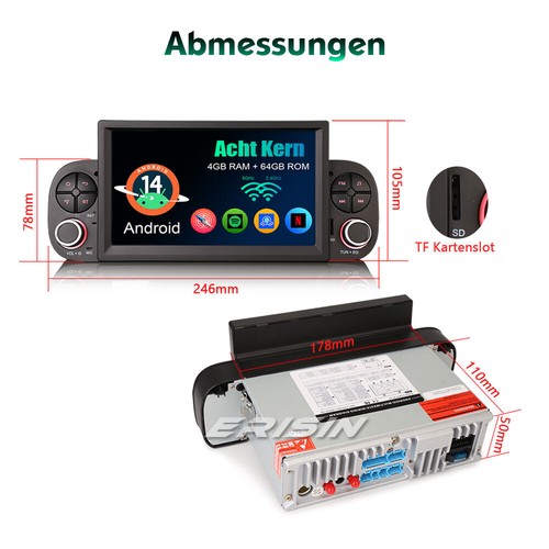 8-Kern DAB+ 64GB Android 14 Autoradio GPS Navi für Fiat Panda MK3 CarPlay DAB+BT - Bild 20 von 24