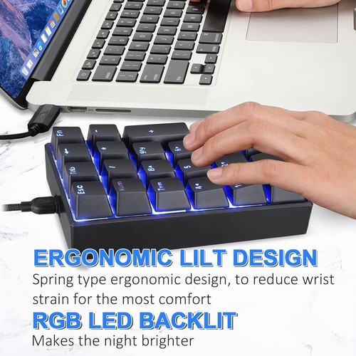 Compact 21 Keys Mechanical Numeric Gaming Keypad with Red Switches & Backlight - Photo 5/8