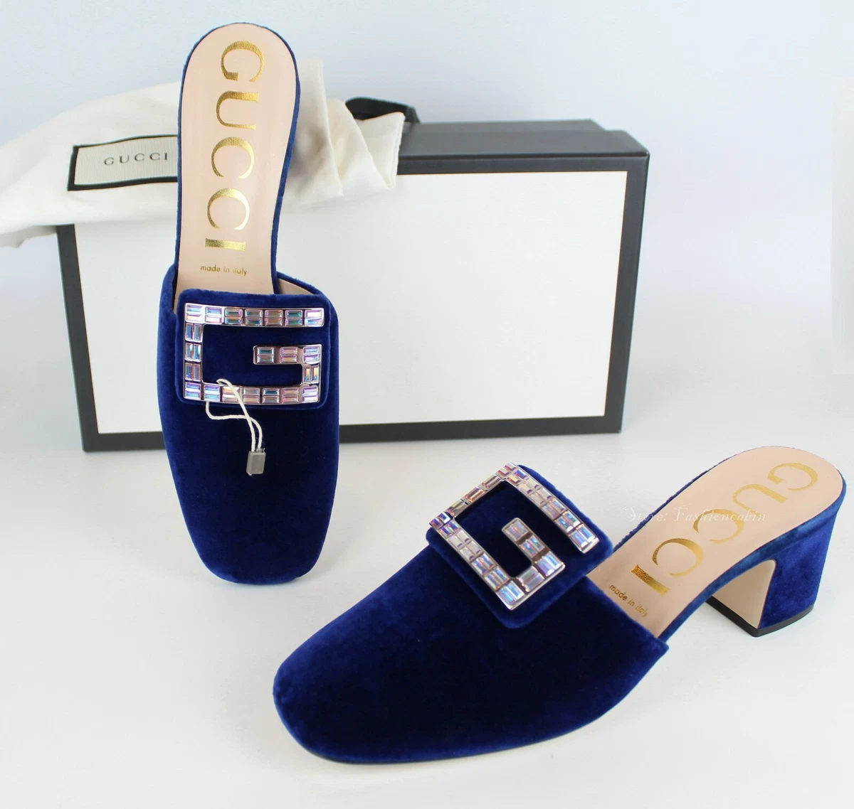 Gucci crystal shop g mules