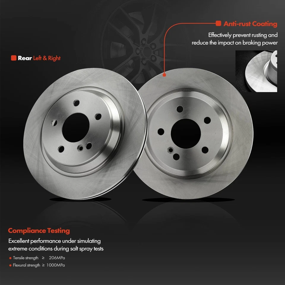 6Pcs Rear Disc Rotors & Ceramic Brake Pad for Mercedes-Benz S430 2003-2006 S500 - Image 4 of 4