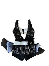 custom child xl/adult xs musical theater/tap black white flapper dance costume