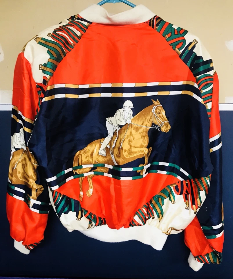 Vintage Horse Jockey Stadium Show Jumping 80% Silk Jacket Equestrian Sports 80s  - Image 4 of 4