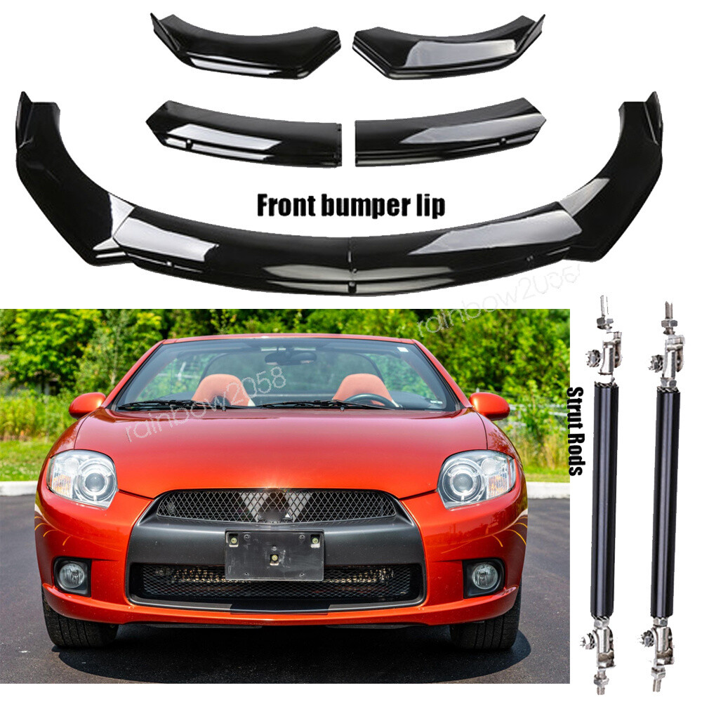 For Mitsubishi Eclipse Spyder GT ront Bumper Lip Spoiler Kit+BLK Strut Rods