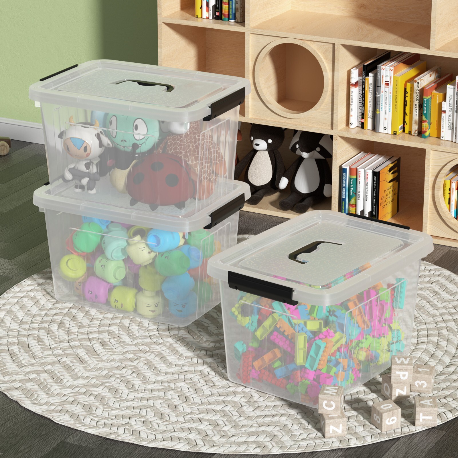 18 Quart Clear Latching Storage Box, Plastic Box with Lid and Handles ...
