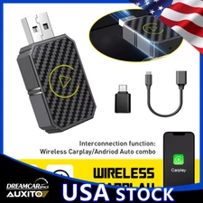 Mini CarPlay Wireless Adapter for Apple, Plug & Play Low Latency Converts Wired