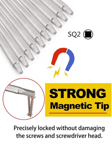 Rocaris 10pcs 1/4 Inch Hex Shank Long Magnetic Square Head Screwdriver Bits S... - Picture 3 of 8