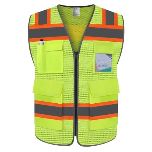  High Visibility Vest 5 Pockets Mesh Reflective XX-Large Lion 03-mesh-yellow-dw - product listing photo