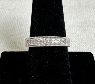 Sterling Silver Ring w/ 8 Square CZs Outlined by a Silver Frame