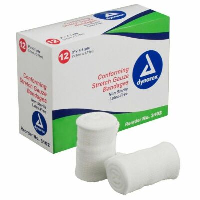 2inch, 12 rolls/Box conforming stretch gauze bandage, dynarex (616784310220)