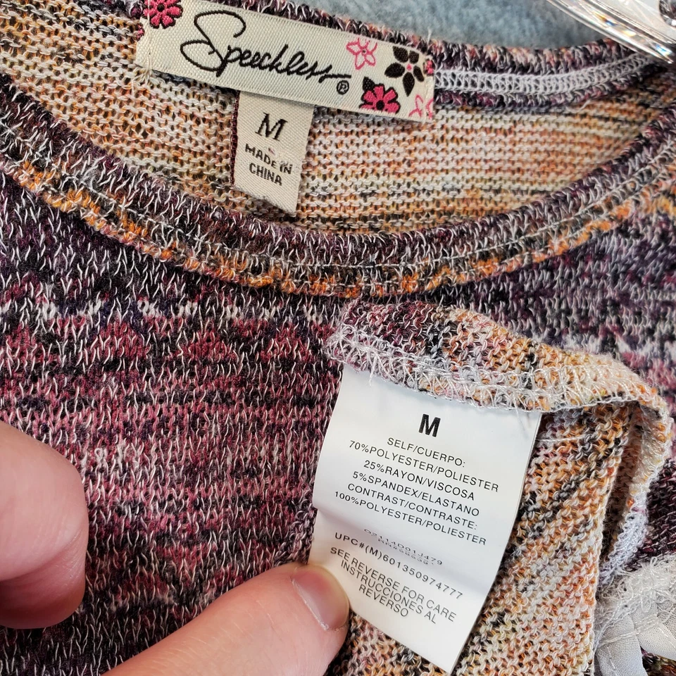 Speechless Girls Long Sleeve Purple Gold & White Southwest Sweater Blouse Size M - Image 3 of 4