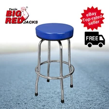 TCE Torin Swivel Bar Stool: Padded Garage/Shop Seat with Chrome Plated Legs Blue
