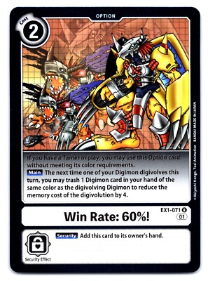 Win Rate: 60%! EX1-071 (R) Digimon FOIL Card