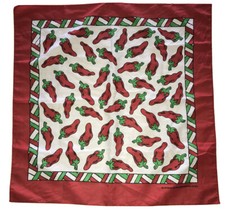 Vtg Hav-A-Hank Red Chili Peppers Bandana Made In USA RN 15187 21” Square Scarf
