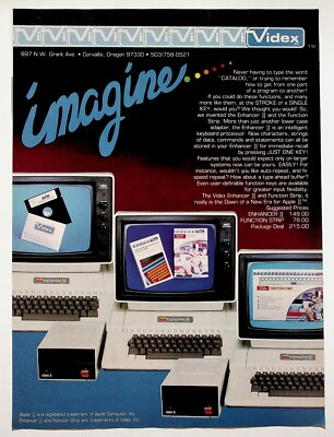 1983 Apple II Computer Enhancer ][ And Function Strip Videx - Vintage Ad