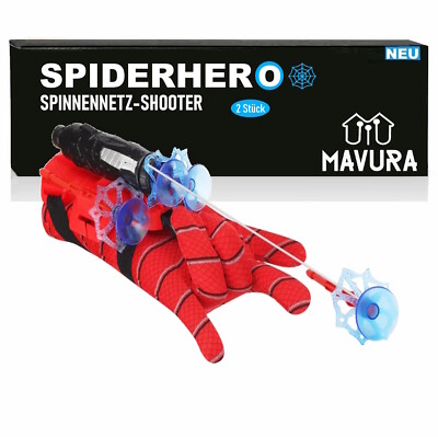 SPIDERHERO Spinnennetz Handschuhe Shooter Kostüm Dart Launcher Spider Blaster 2x