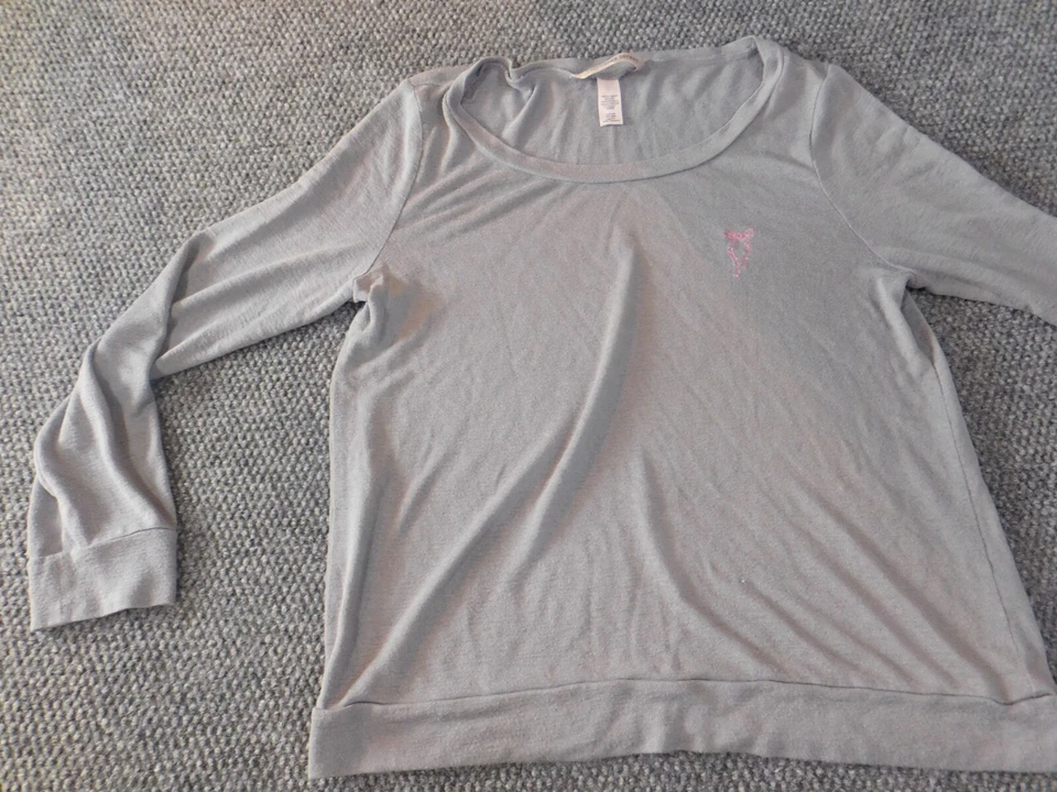 Victoria's Secret Mujer Top Pequeño Gris Jersey Elástico Logo Belleza Foto 3 de 4