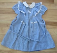 VINTAGE LITTLE GIRLS HANDMADE PINAFORE STYLE CHECKERED DRESS SZ 4