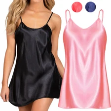 Soft Nightgown Sexy Lingerie Women Satin Silk Slip Dress Sleepwear Babydoll Gift