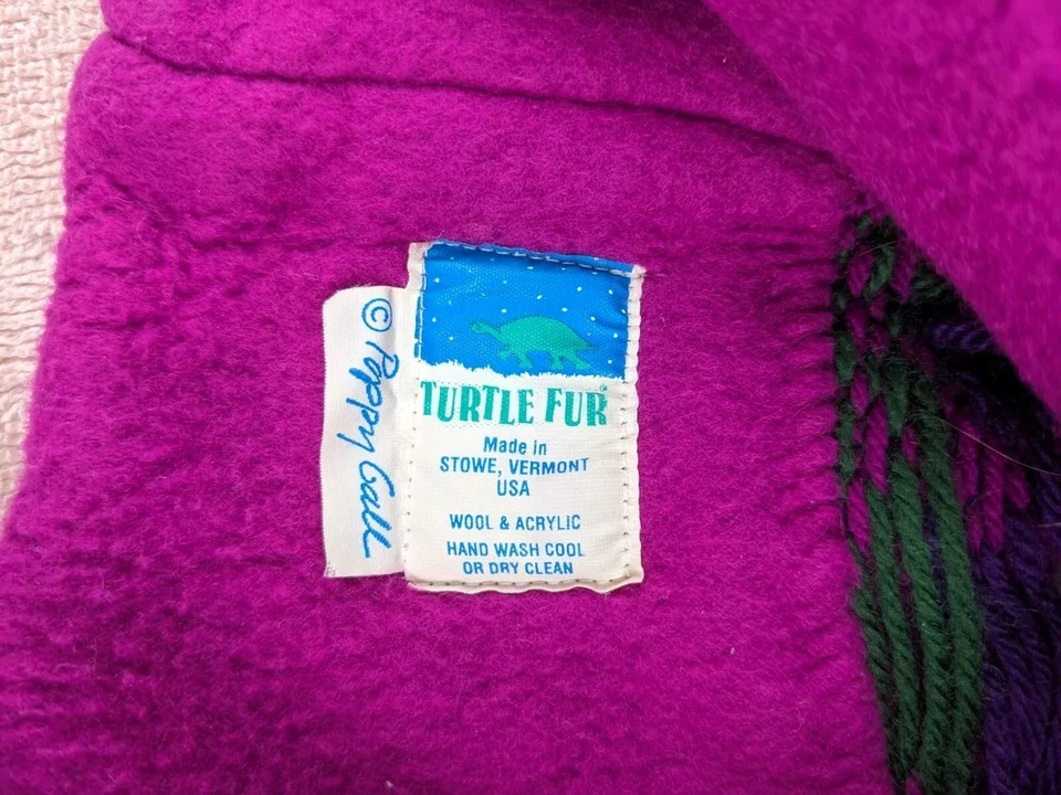 ЧЕРЕПАХОВЫЙ МЕХ лыж шляпа взрослых OSFA фиолетовый наушник трикотажа шерстяная смесь помпон зима - Изображение 2 из 4