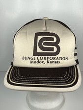 Vintage 3 Stripe Trucker SnapBack Hat Brown Bunge Corporation Agriculture READ!