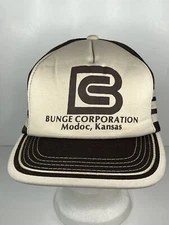 Vintage 3 Stripe Trucker SnapBack Hat Brown Bunge Corporation Agriculture READ!