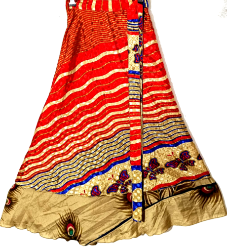 Incredible-art Vintage silk sari wrap skirt multicolor Bohemian Hippie skirt - Picture 1 of 6