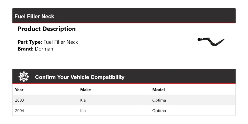 Гриф топливного бака для Kia Optima Dorman 2003-2004 годов выпуска - Изображение 2 из 4