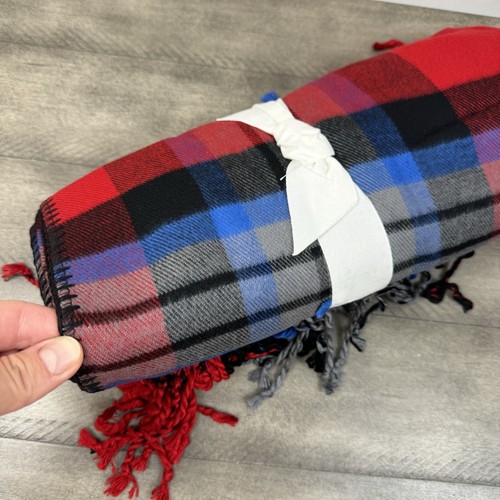 Pottery Barn Garnet Plaid Oversized Throw Blanket 55”x80” Multicolor NWOT - Picture 2 of 6
