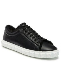 398 NWT STUART WEITZMAN Sz6.5US LEATHER FRINGECOVERSTORY LACE UP SNEAKERS BLACK