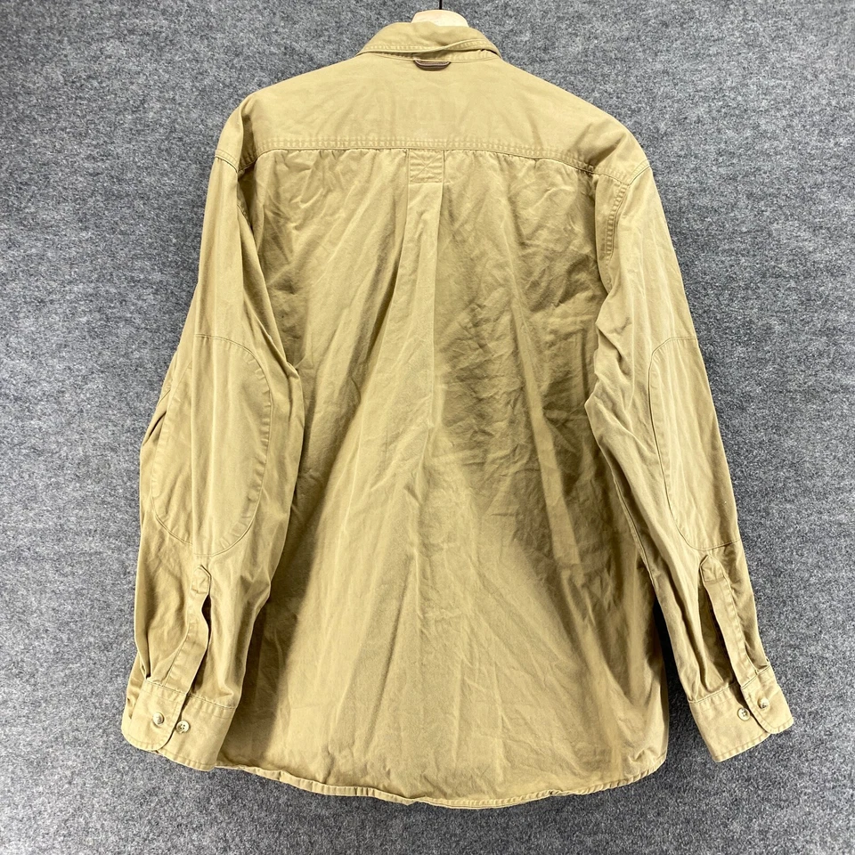 Camisa Timberland Hombres L Grande Beige Cuello Abotonado Manga Larga Bolsillos Algodón Foto 2 de 4