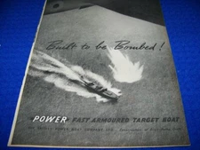 1941 BRITISH POWER BOAT CO. "ARMOURED TARGET BOATS"..1-PAGE SALES AD..(725Y)