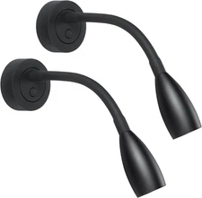 2Pcs 12V LED Dimmable Reading Lights with USB, RV Bedside Gooseneck Wall Lamps