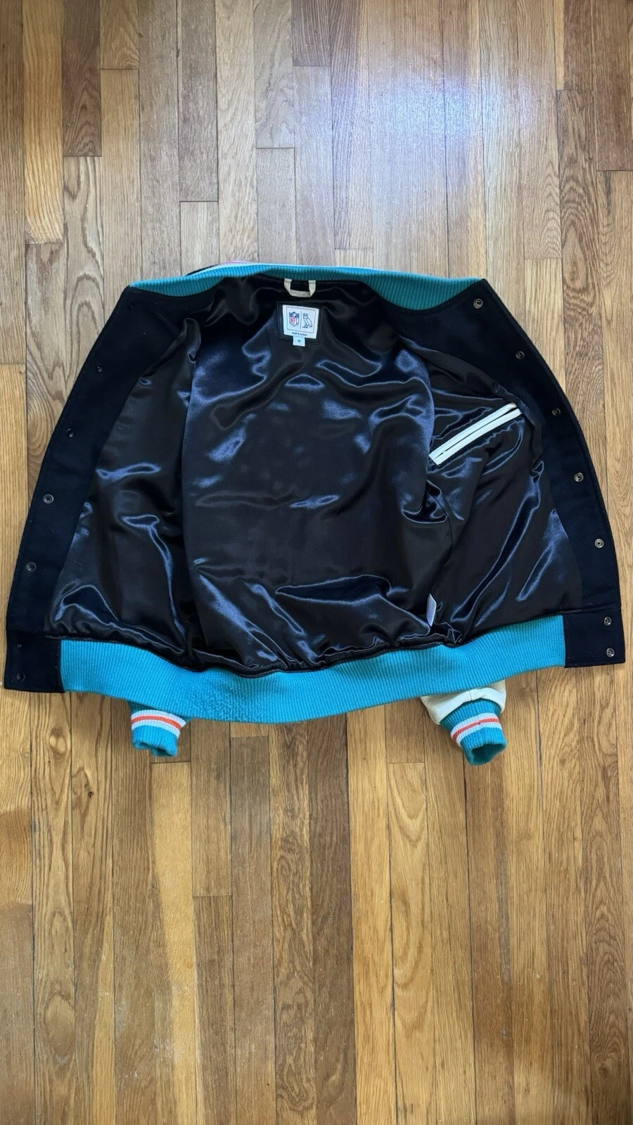 Miami Dolphins Leather Wool Varsity Jacket football Drake