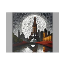 Matte Canvas, Stretched, 0.75" Eiffle Tower Design