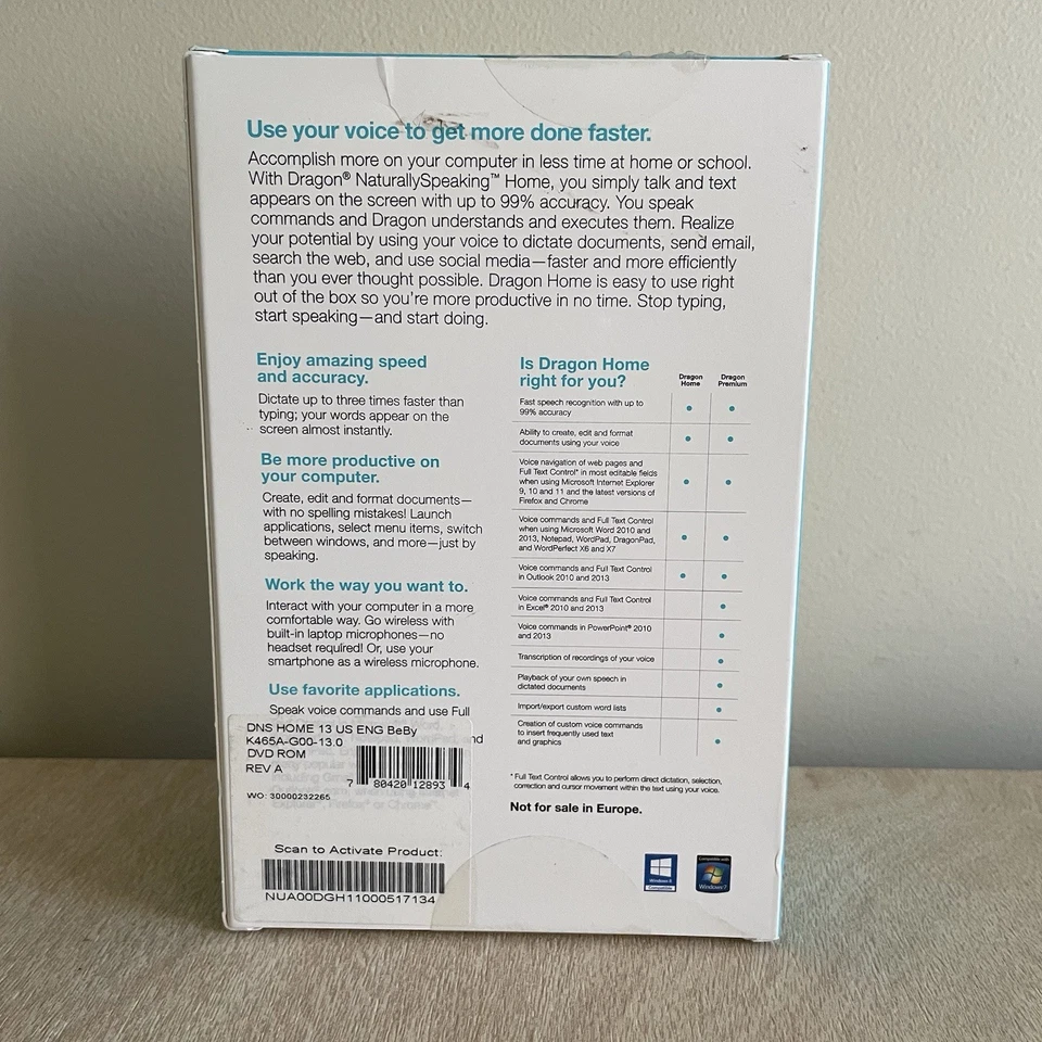 Nuance Dragon Naturally Speaking 13 Home Speech Recognition Software OPEN BOX - Image 3 of 4