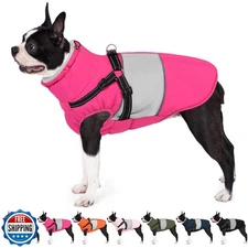 AOFITEE Dog Coat, Waterproof Dog Jacket Winter, Dogs Coat with Harness Built 